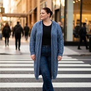 Blue Cable Knit Cardigan